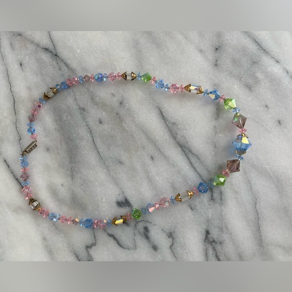 Vintage Crystal Necklace - spring pastel colours - Picture 2 of 5